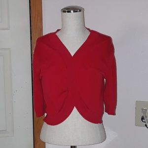 Chaps Sweaters - Red Cropped Cardigan Chaps Sweaters - Red Cropped Cardigan
